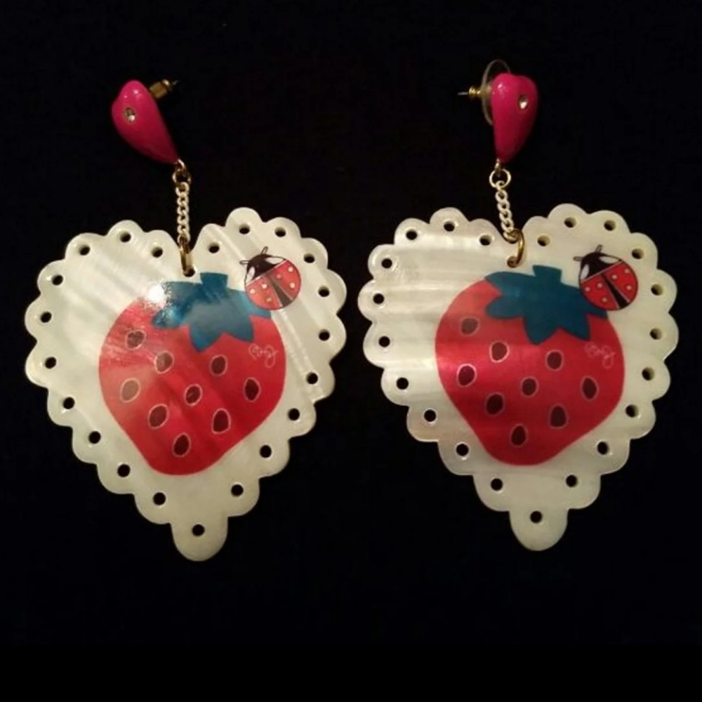 Betsey Johnson Strawberry ladybug earrings